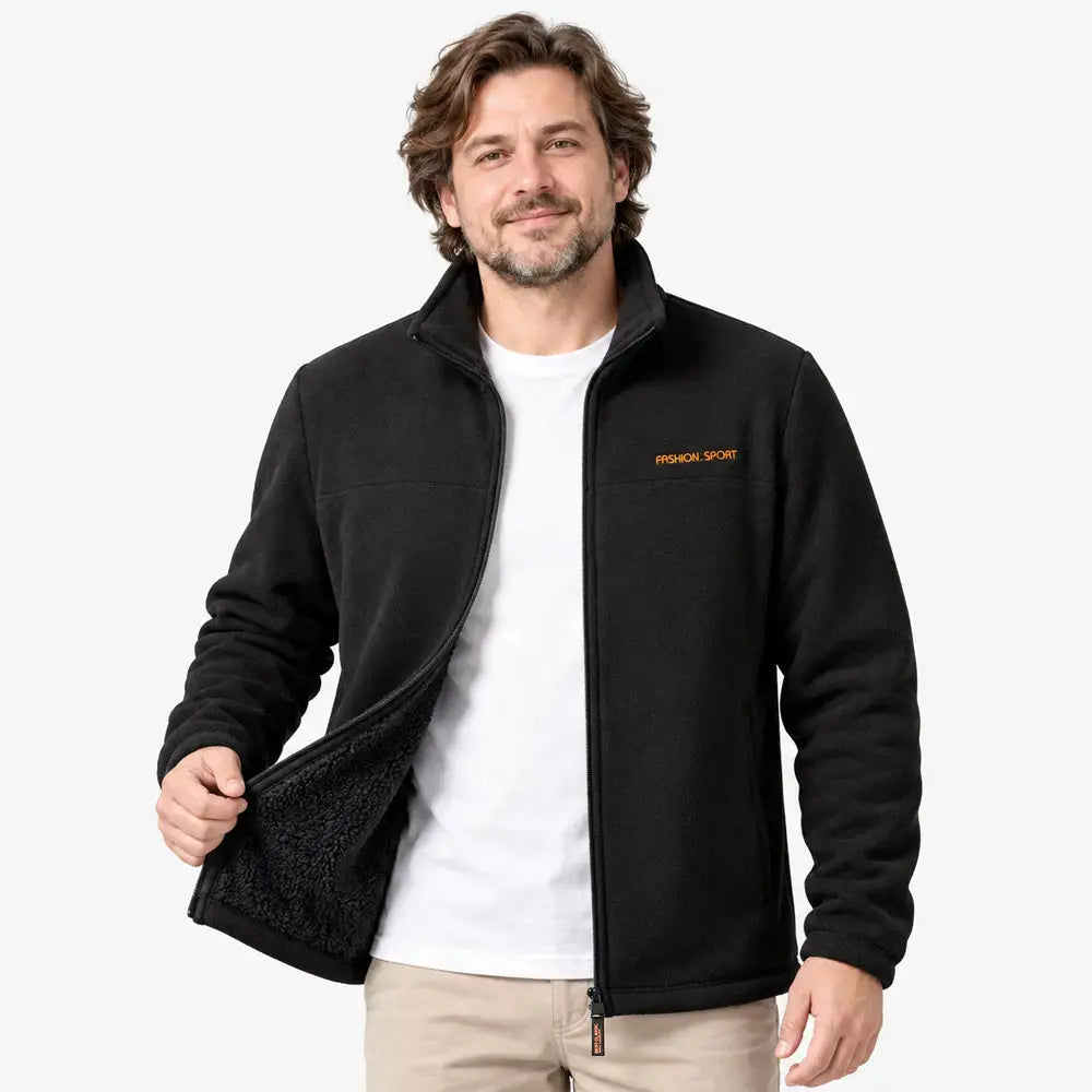 🧥🔥【XL–5XL】Nová pánska fleecová bunda – zateplená, hrubá a teplá so stojacím golierom a zipsom.