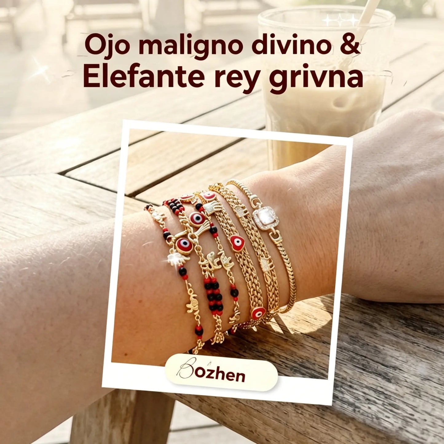 📿 ¡OFERTA POR TIEMPO LIMITADO CON UN 50% DE DESCUENTO! 🌀 Pulsera boho con amuletos y un elefante de la suerte: colgantes simbólicos, forma ajustable, baño de oro y 7 estilos ✨