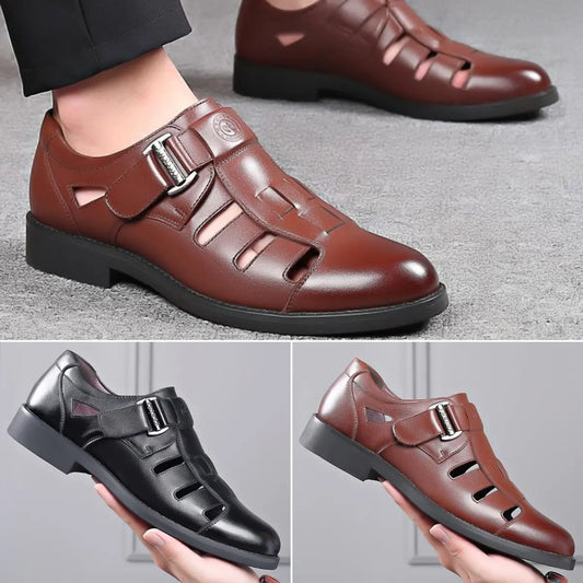 【Oferta especial de último día】Sandalias de cuero genuino para hombre, elegantes y cómodas, ideales para primavera/verano.