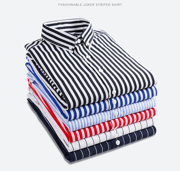 👔【M-5XL】Pánská neformální obchodní košile s pruhy s dlouhým rukávem -- 3940689