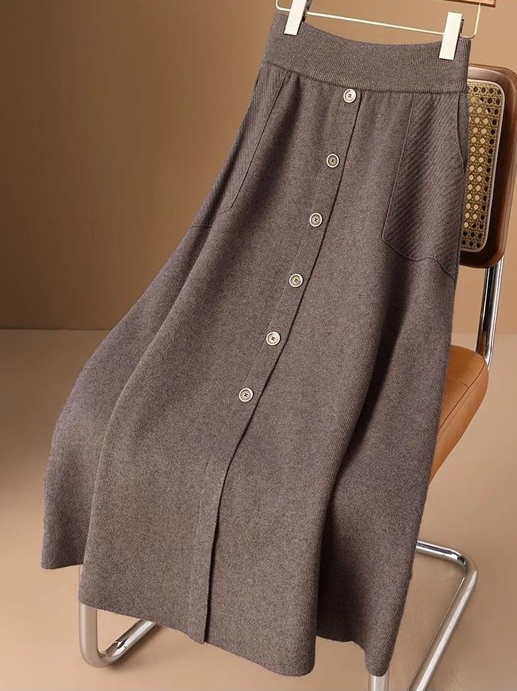 ✨🔥【M-2XL】2024 nová podzimní a zimní dámská elegantní a módní pletená zesílená sukně-3846385