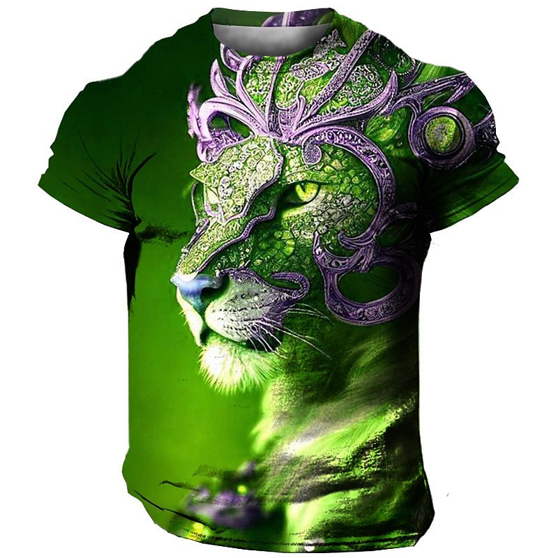 👕👕[Časově omezená sleva] 【2XS-5XL】Nová pánská módní ležérní polokošile 3D s potiskem lva na rok 2025--3931390