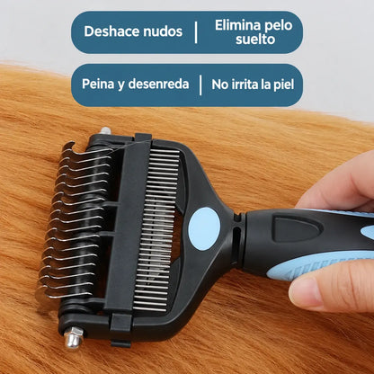 🐕🐈 Peine multifuncional 3 en 1 para desenredar el pelo de mascotas, peine para eliminar el pelo de perros y gatos.