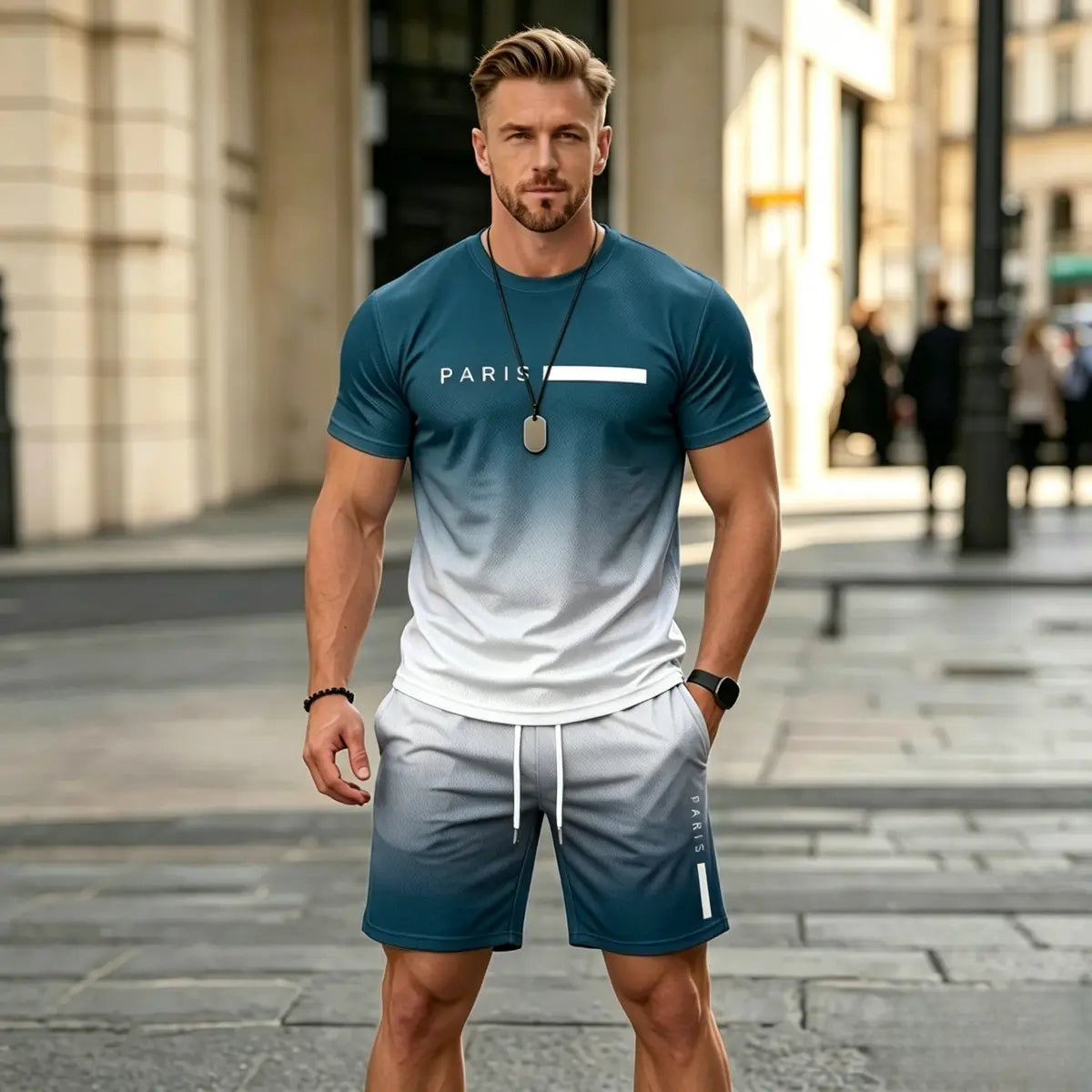 【Pago contra reembolso】Conjunto deportivo de verano para hombre: camiseta y pantalón corto