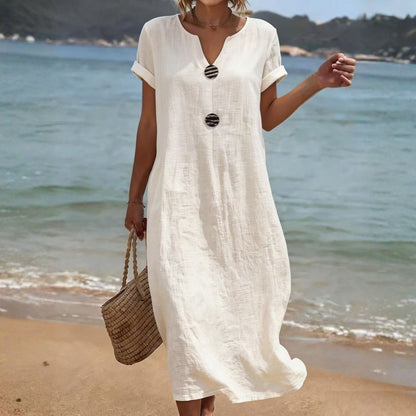 ✨【S-3XL】Elegantné šaty z ľanu a bavlny - pohodlie a sviežosť