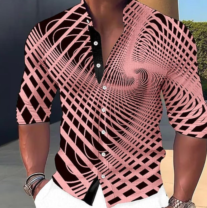 🔥 👔【S-6XL】Pánská trendy ležérní košile s dlouhým rukávem s 3D digitálním potiskem --3926171