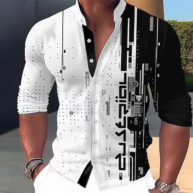 🔥 👔【S-6XL】Pánská trendy ležérní košile s dlouhým rukávem s 3D digitálním potiskem --3926171