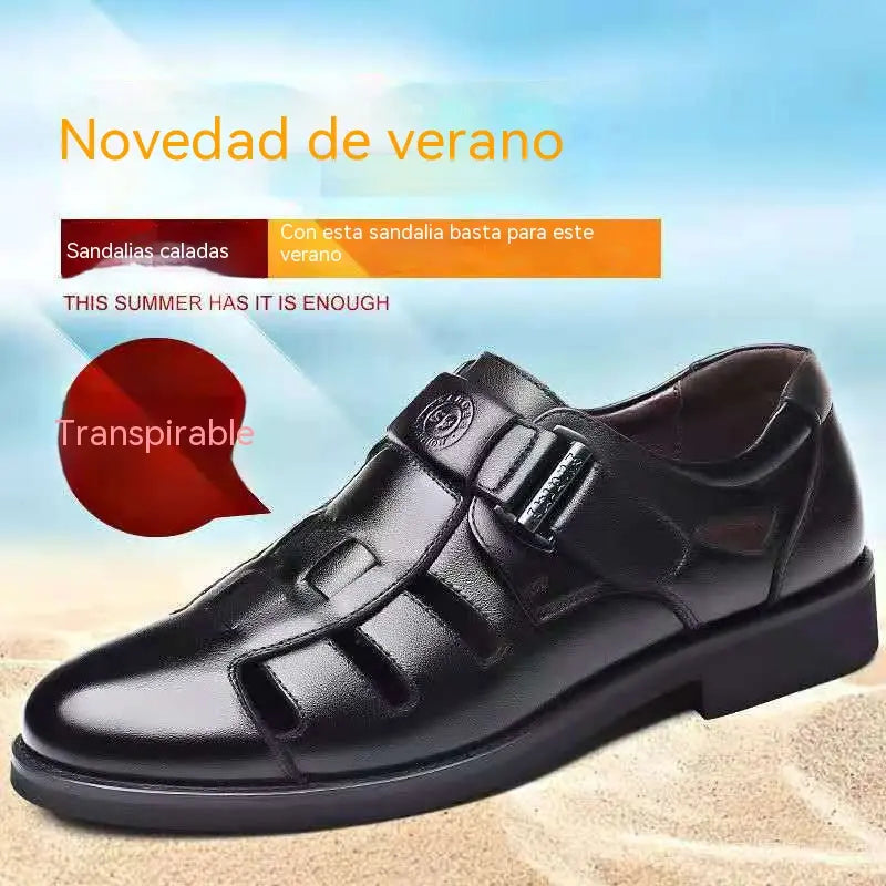 【Oferta especial de último día】Sandalias de cuero genuino para hombre, elegantes y cómodas, ideales para primavera/verano.