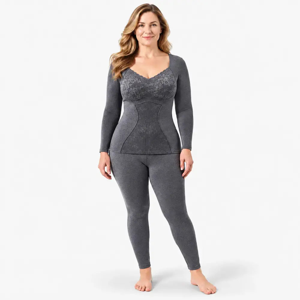 【M–XXL】Conjunto de ropa interior térmica para mujer, grueso y cálido, con aislamiento y almohadillas, que proporciona calor rápidamente, ideal para otoño e invierno.