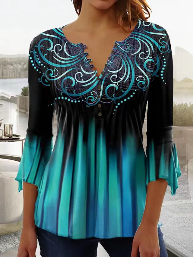 🔥🔥【S-5XL】2025 Nowa damska modna i elegancka koszula z dekoltem w serek -- 3917927