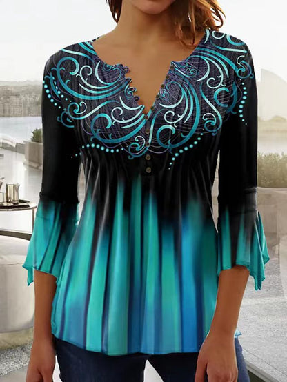 🔥🔥【S-5XL】2025 Nowa damska modna i elegancka koszula z dekoltem w serek -- 3917927