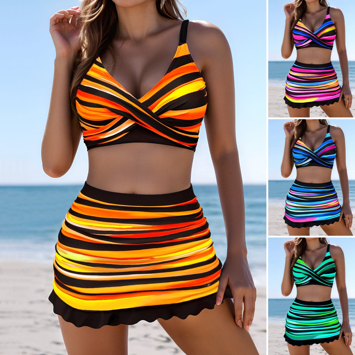 🩱👙【S-3XL】Pohodlné dvojdielne plavky s potlačou a mašľami