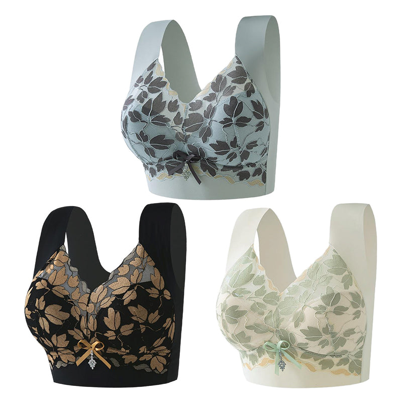 💌🌈【3 kusy】【M-4XL】Velká krajková podprsenka bez ocelových kroužků, luxusní, krásná záda, sexy, krásná záda