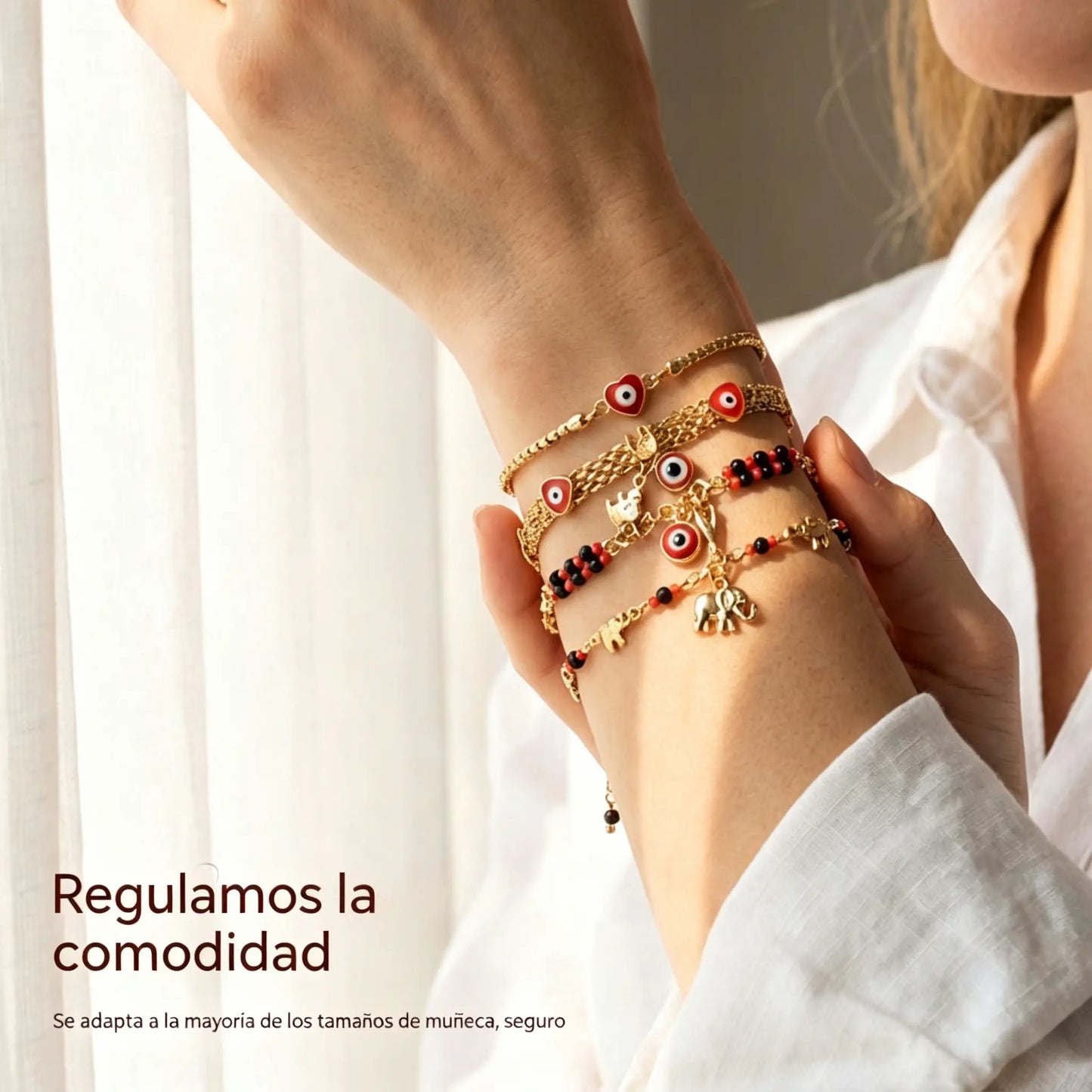 📿 ¡OFERTA POR TIEMPO LIMITADO CON UN 50% DE DESCUENTO! 🌀 Pulsera boho con amuletos y un elefante de la suerte: colgantes simbólicos, forma ajustable, baño de oro y 7 estilos ✨