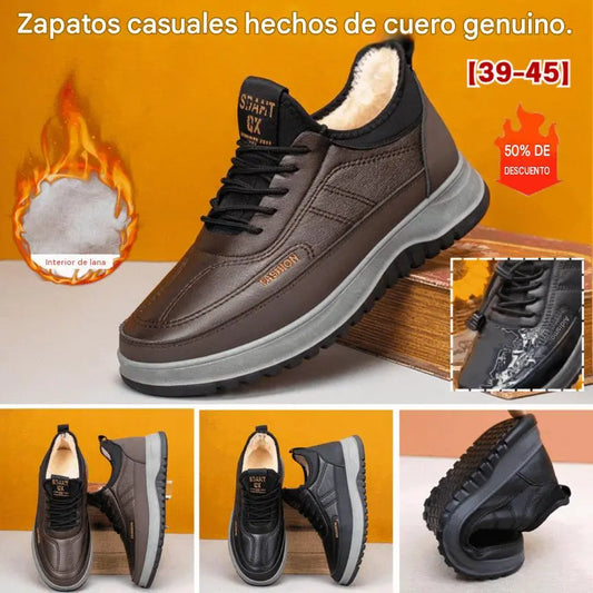 🏆🔥【39-45】Zapatos deportivos casuales de invierno 2026 para hombre, nuevos, de cuero genuino, impermeables, con suela suave de terciopelo