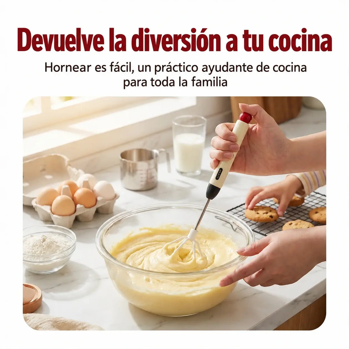 🔥【Último día con 50% de descuento, juego de 2 piezas】🔥Batidora de huevos semiautomática de acero inoxidable🥚