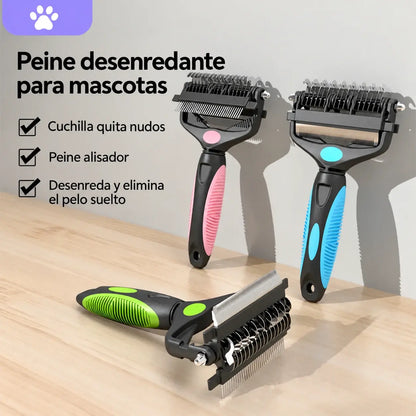 🐕🐈 Peine multifuncional 3 en 1 para desenredar el pelo de mascotas, peine para eliminar el pelo de perros y gatos.