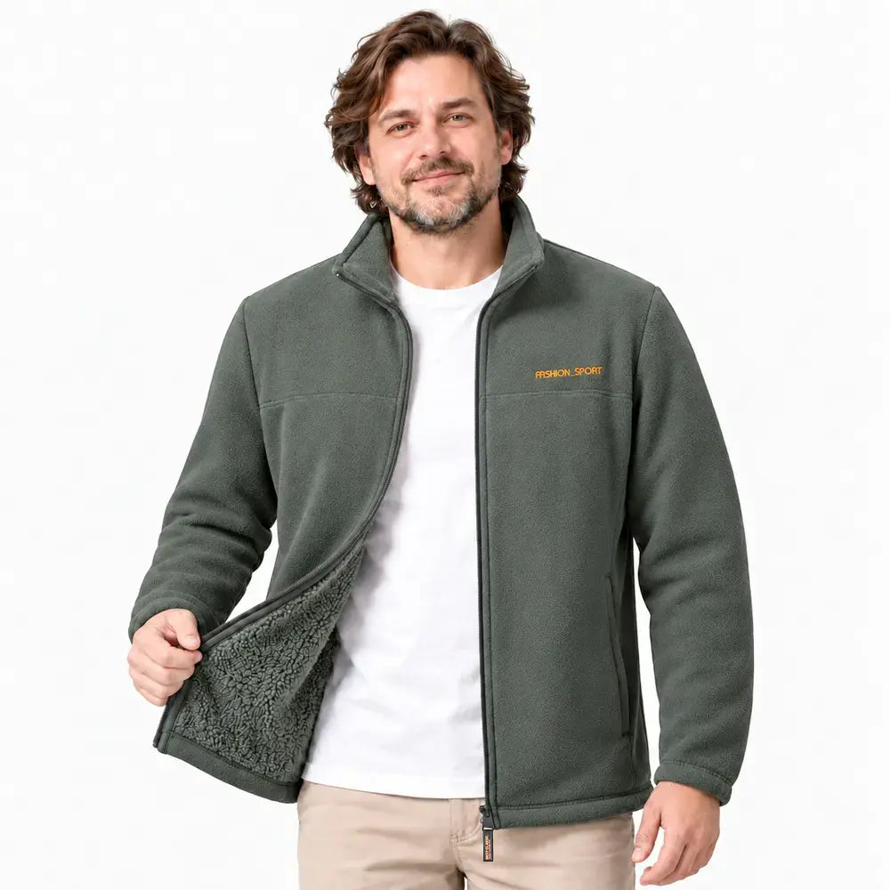 🧥🔥【XL–5XL】Nová pánska fleecová bunda – zateplená, hrubá a teplá so stojacím golierom a zipsom.