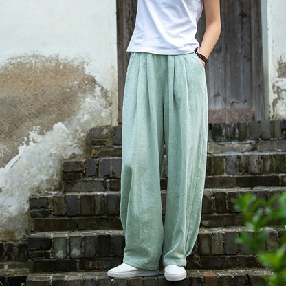 🔥【M-4XL】2025 Nové dámské kalhoty s širokými nohavicemi volného střihu po kotníky z bavlny a lnu💨 --3927334