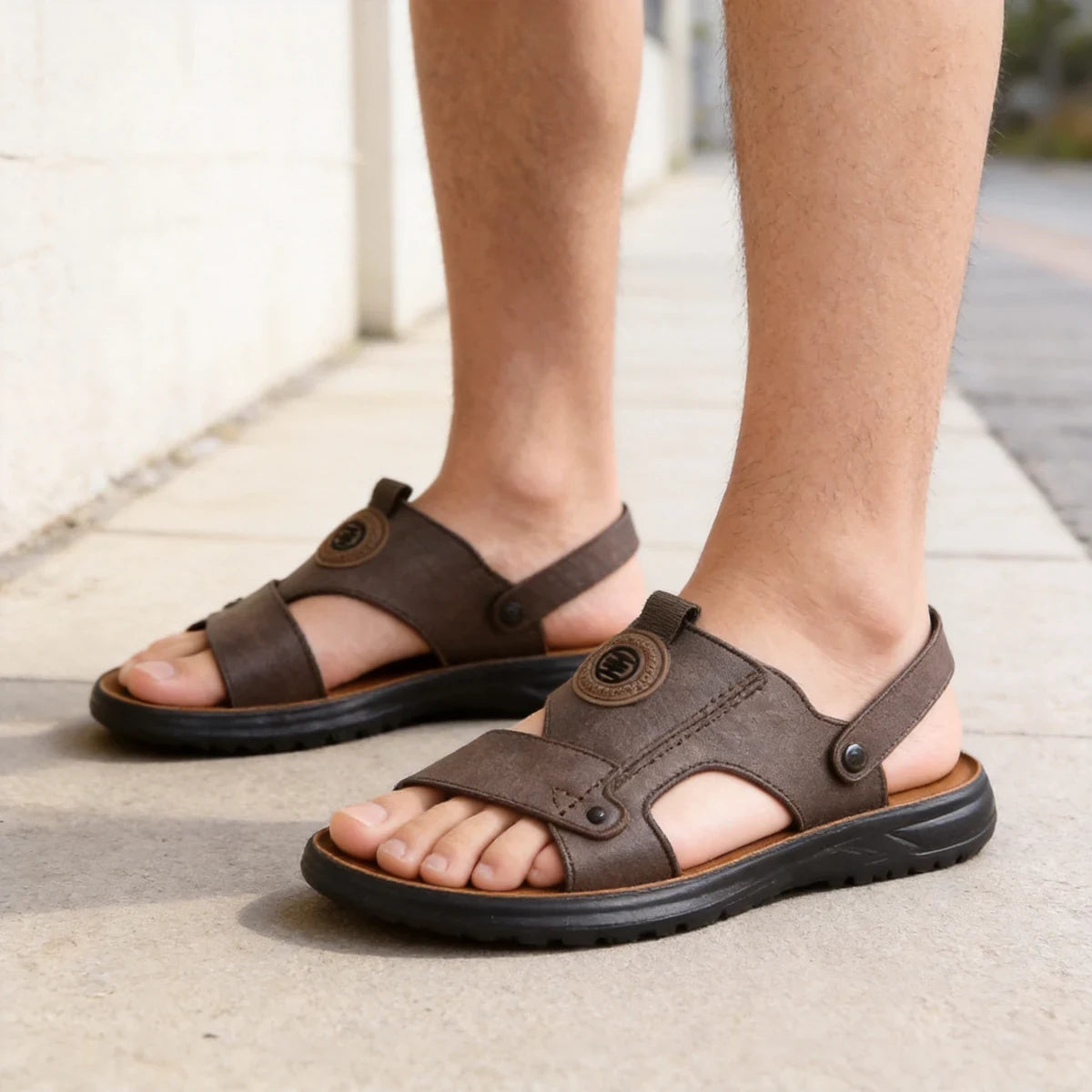 🌞【40-45】Pánske sandále a žabky 2 v 1, mäkká kožená letná obuv, flexibilná a pohodlná podrážka na pláž a voľný čas