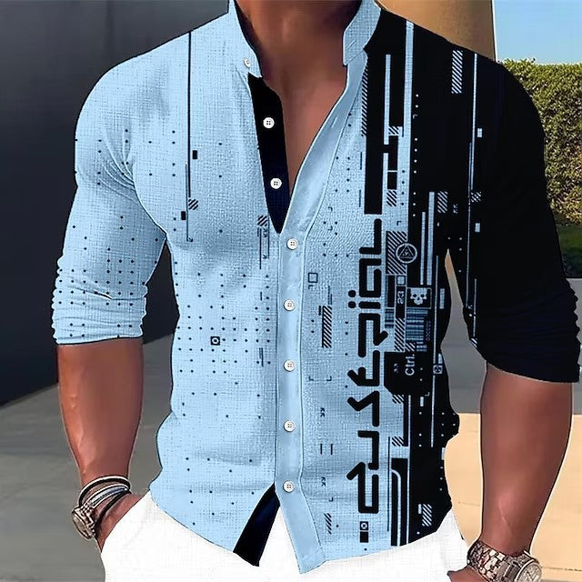 🔥 👔【S-6XL】Pánská trendy ležérní košile s dlouhým rukávem s 3D digitálním potiskem --3926171