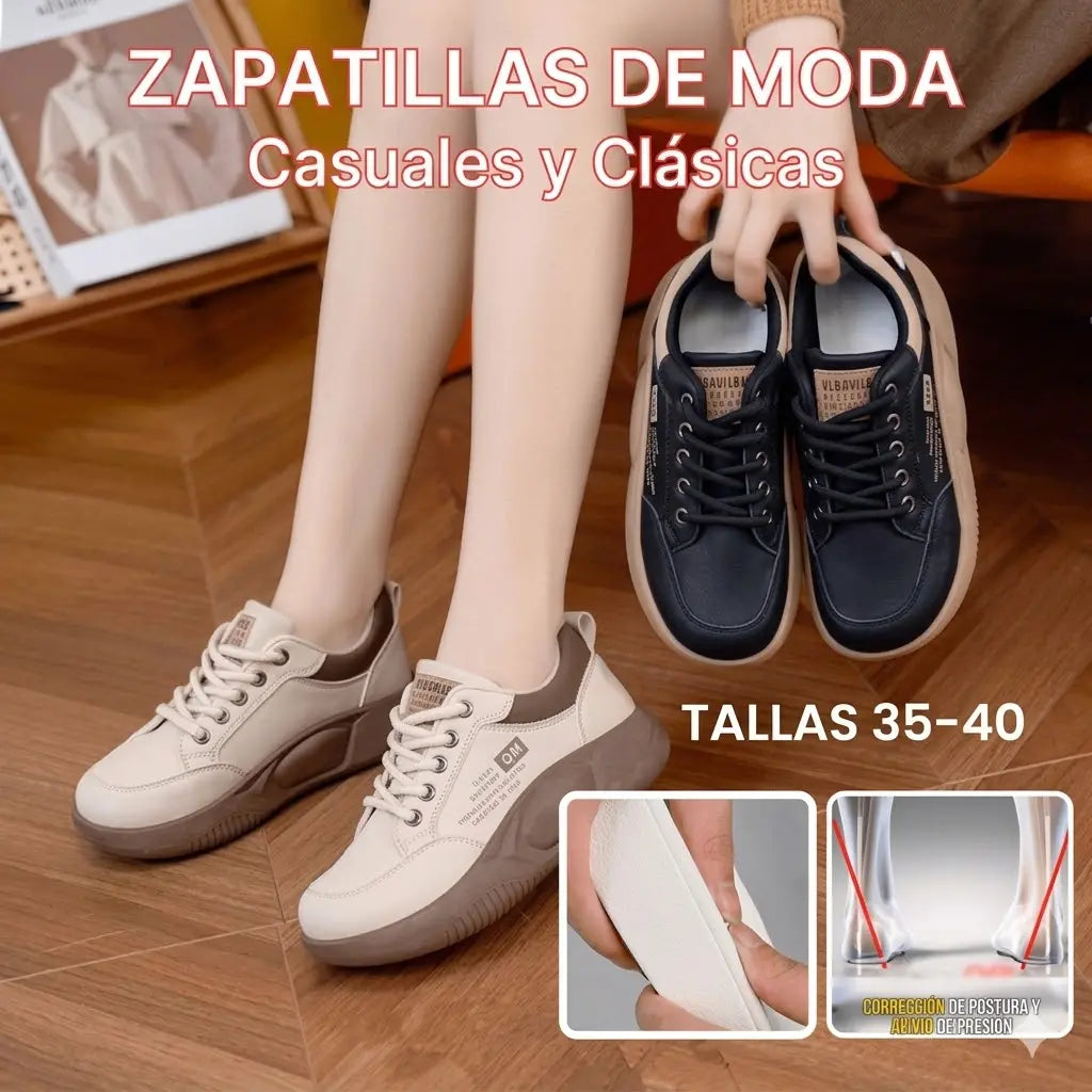 【35-40】Zapatillas casuales modernas con suela gruesa, Modelo 2026