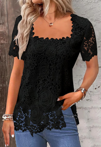 🌼🌼【S-5XL】🔶2025 nové horké letní tričko se stylovým krajkovým potiskem