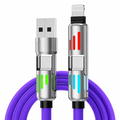 🌈 ¡Un solo cable, más comodidad! Cable de carga multifunción con luces RGB ✨