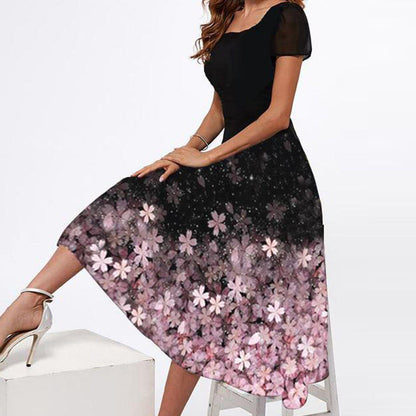 🌸👗Časově omezená sleva na nový produkt✅【S-3XL】 2025 letní nové dámské módní elegantní šaty s potiskem -- 3927367