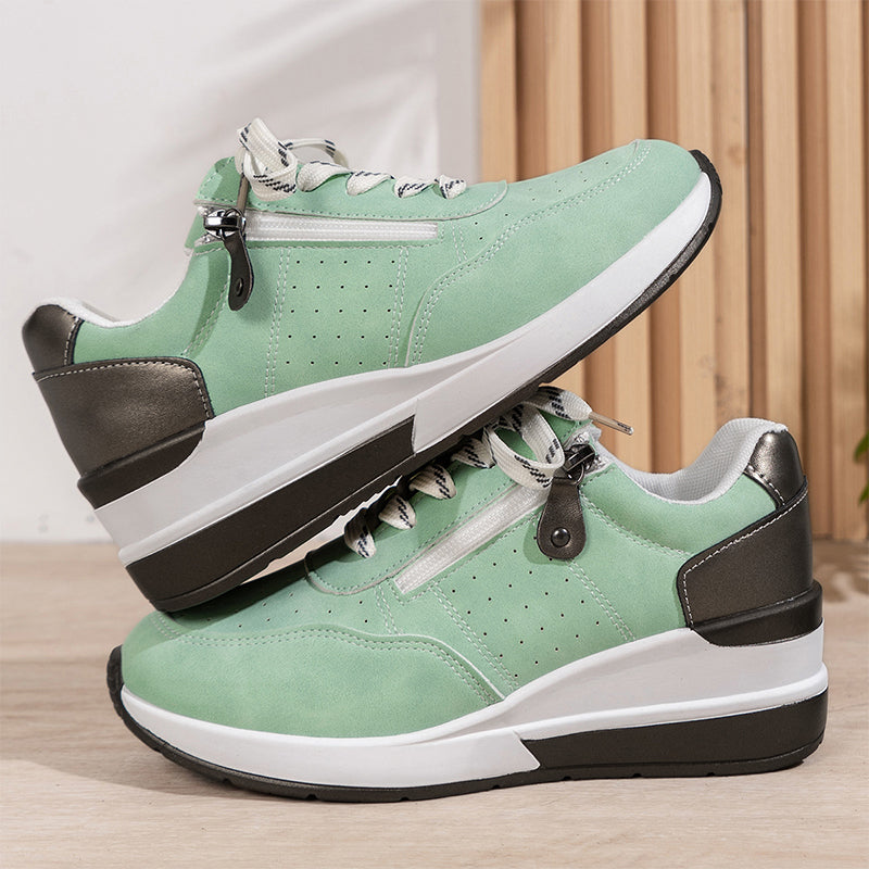 Zapatillas para mujer, modernas y cómodas, con cremallera lateral y plataforma.