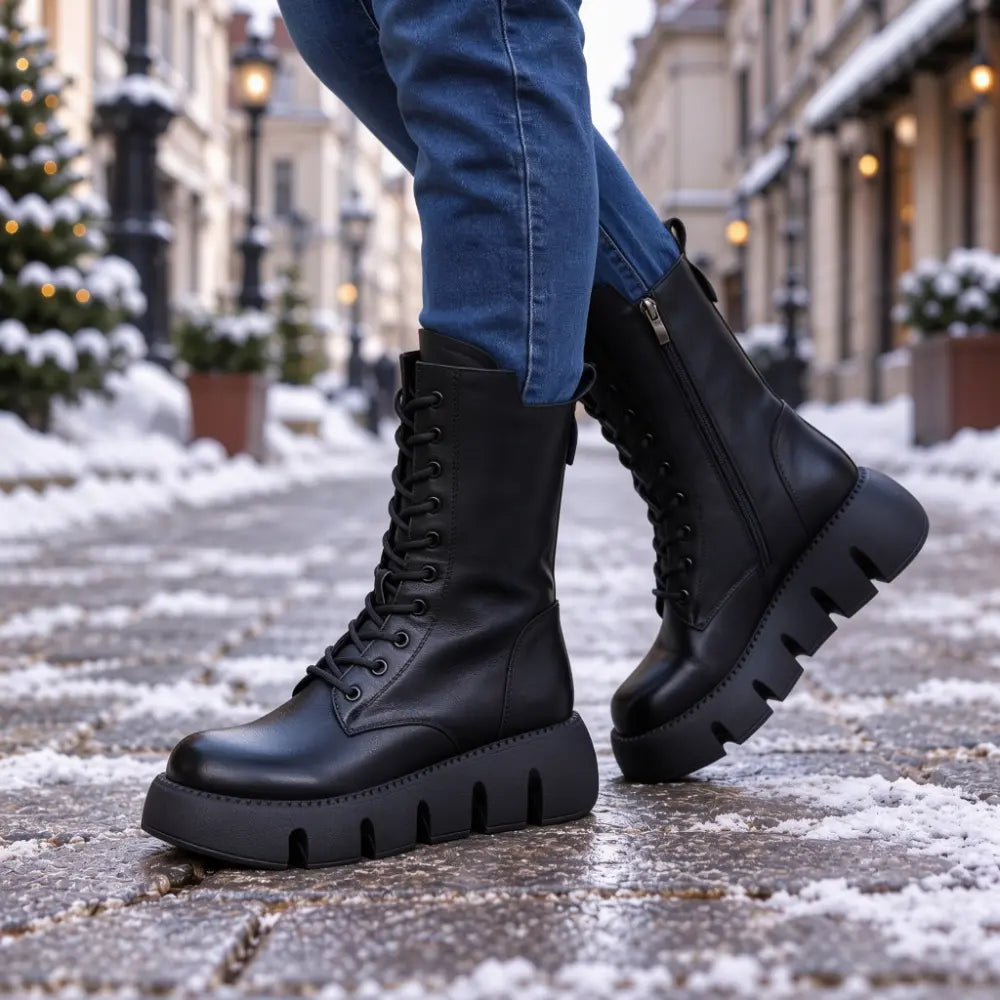 🔥Zľava 42 % 👢【Veľkosti 35 – 40】Kvalitné, ručne vyrábané dámske čižmy z mäkkej kože s hrubou podrážkou – nová kolekcia jeseň/zima.
