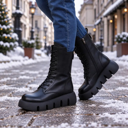 🔥Zľava 42 % 👢【Veľkosti 35 – 40】Kvalitné, ručne vyrábané dámske čižmy z mäkkej kože s hrubou podrážkou – nová kolekcia jeseň/zima.
