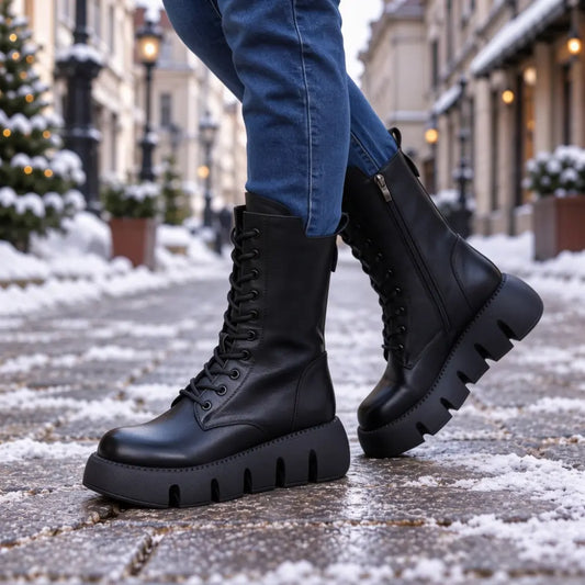 🔥Zľava 42 % 👢【Veľkosti 35 – 40】Kvalitné, ručne vyrábané dámske čižmy z mäkkej kože s hrubou podrážkou – nová kolekcia jeseň/zima.