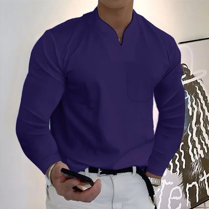 🔥🔥【S-5XL】 Nové letní pánské bavlněné tričko s výstřihem do V -- 3935625