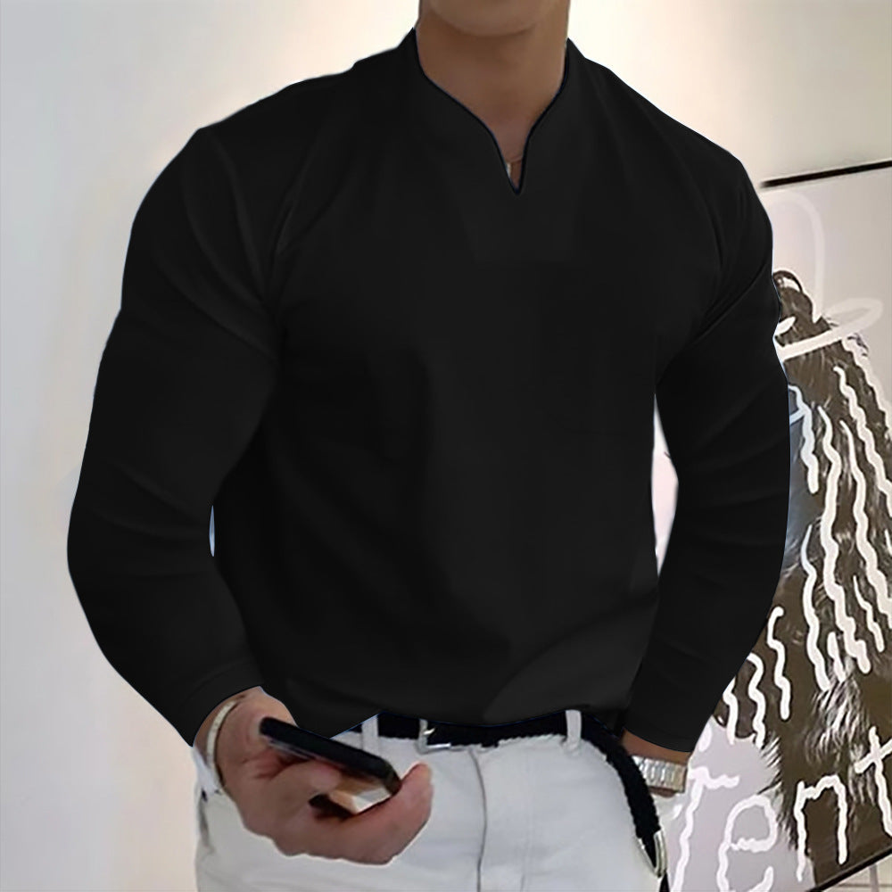 🔥🔥【S-5XL】 Nové letní pánské bavlněné tričko s výstřihem do V -- 3935625